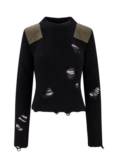 Shop Mm6 Maison Margiela Distressed Knit Jumper In Black