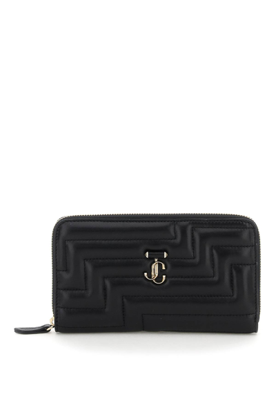 Shop Jimmy Choo Zip Around Quilted Nappa Wallet In Black
