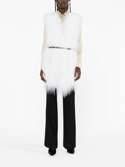 Shop Fabiana Filippi Panelled Faux-fur Gilet In White