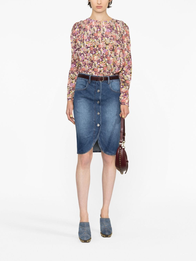 Shop Isabel Marant Vaila Button-up Denim Skirt In Blue