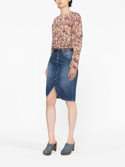 Shop Isabel Marant Vaila Button-up Denim Skirt In Blue