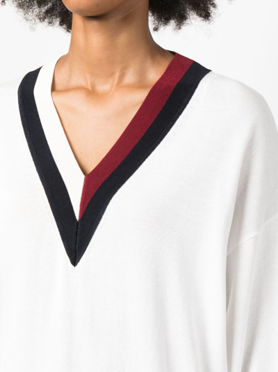Shop Tommy Hilfiger Colour-block Cotton-knit Jumper In White