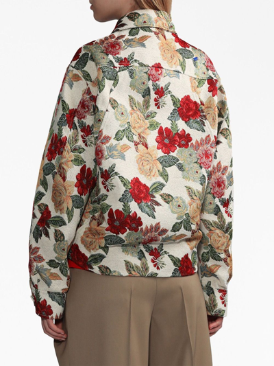 Shop Ader Error Embroidered-floral Shirt Jacket In Neutrals