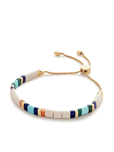 Monica Vinader Gold Delphi Multi Gemstone Friendship Bracelet Almond Jasper In White