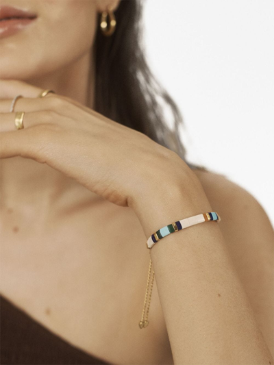 Monica Vinader Gold Delphi Multi Gemstone Friendship Bracelet Almond Jasper In White