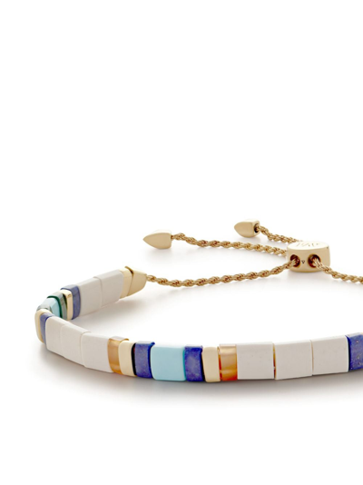 Monica Vinader Gold Delphi Multi Gemstone Friendship Bracelet Almond Jasper In White