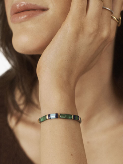 Shop Monica Vinader Delphi Malachite Friendship Bracelet In Green