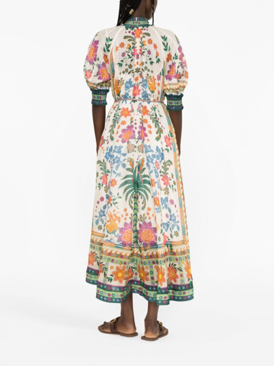Shop Zimmermann Ginger Swing Floral-print Dress In Neutrals