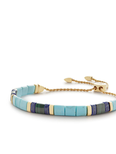 Monica Vinader Gold Delphi Multi Gemstone Friendship Bracelet Turquoise In Blue