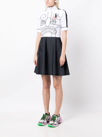 Charles Jeffrey Loverboy Graphic-print Contrast Dress In Black