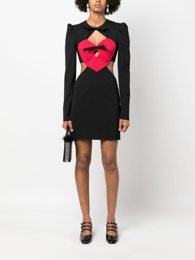Moschino Jeans Heart-motif Cut-out Minidress In Black