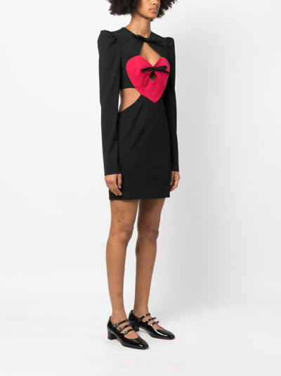 Moschino Jeans Heart-motif Cut-out Minidress In Black