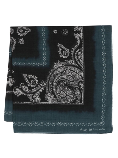 Shop Acne Studios Paisley-print Wool Scarf In Blue