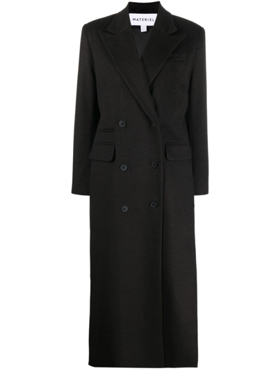 Shop Materiel Double-breasted Wool-blend Maxi Coat In Black