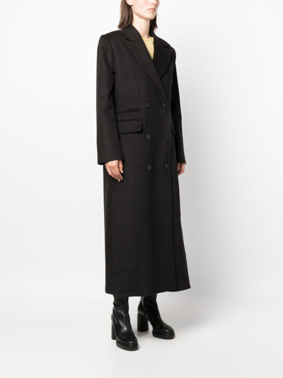 Shop Materiel Double-breasted Wool-blend Maxi Coat In Black