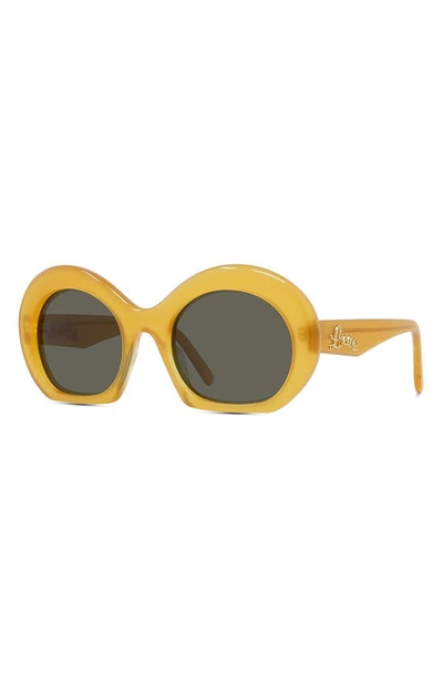 Shop Loewe Curvy 54mm Round Sunglasses In Shiny Yellow / Green