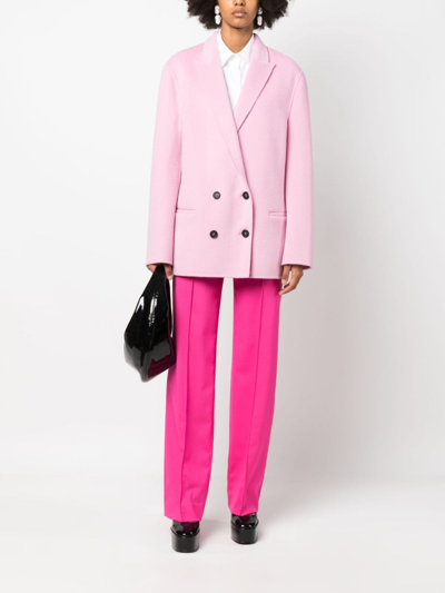 Philosophy Di Lorenzo Serafini Double-breasted Wool Short Coat In Pink