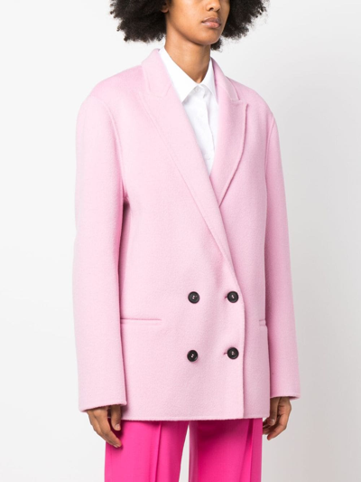 Philosophy Di Lorenzo Serafini Double-breasted Wool Short Coat In Pink