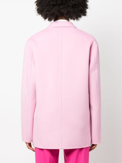 Shop Philosophy Di Lorenzo Serafini Double-breasted Wool Short Coat In Pink