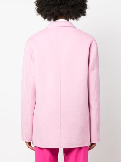 Philosophy Di Lorenzo Serafini Double-breasted Wool Short Coat In Pink