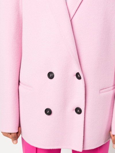 Philosophy Di Lorenzo Serafini Double-breasted Wool Short Coat In Pink