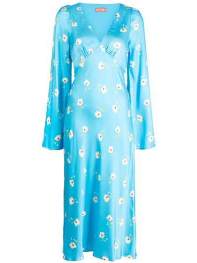 Shop Kitri Libby Floral-print Midi Dress In Blue