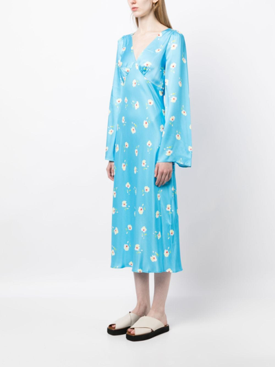 Shop Kitri Libby Floral-print Midi Dress In Blue
