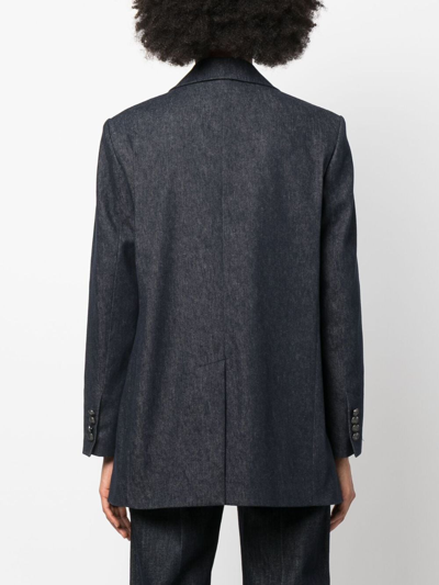 Tommy Hilfiger Long-sleeved Denim Double-breasted Blazer In Blue
