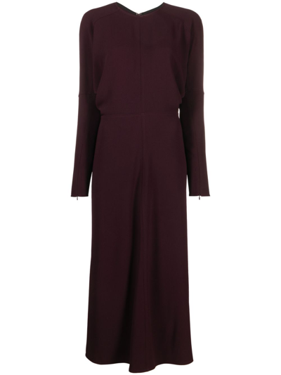 Shop Victoria Beckham Dolman-sleeve Midi Dress In Purple