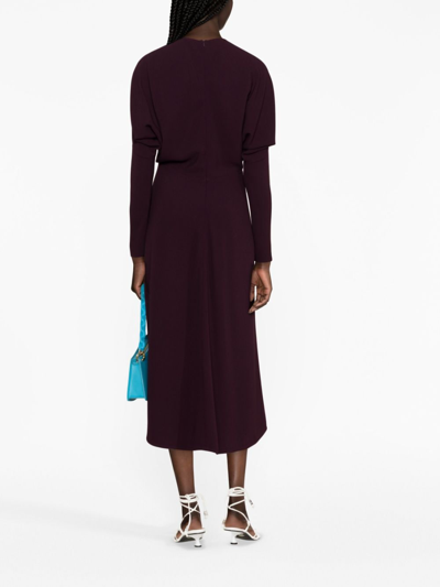 Shop Victoria Beckham Dolman-sleeve Midi Dress In Purple