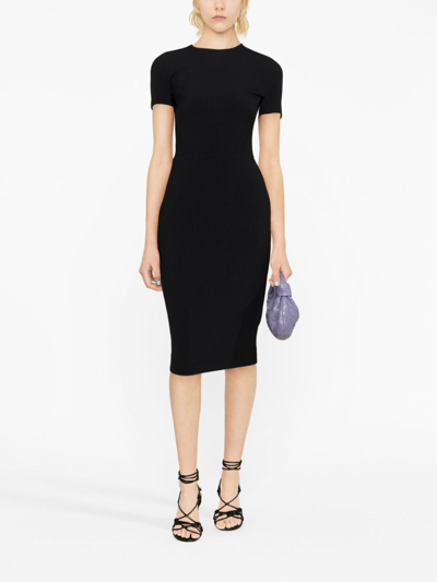 Shop Victoria Beckham Fitted Midi Dress In Black