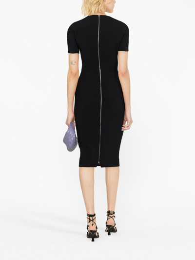 Shop Victoria Beckham Fitted Midi Dress In Black