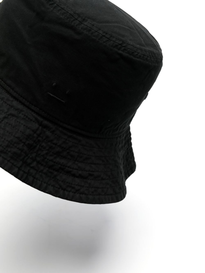 Shop Acne Studios Face-embroidered Cotton Bucket Hat In Black