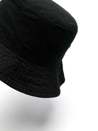 Acne Studios Face-embroidered Cotton Bucket Hat In Black
