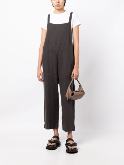 Shop Eileen Fisher Cropped Ankle-lenght Jumpsuit In Grey