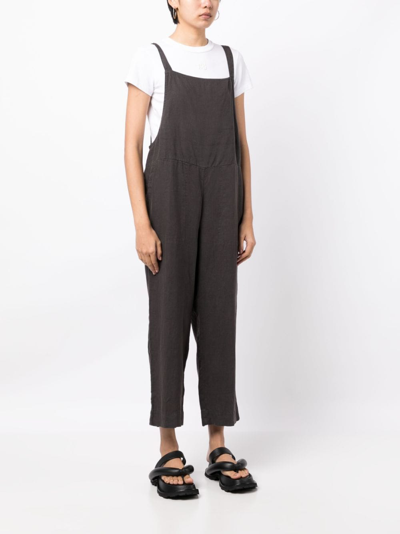 Shop Eileen Fisher Cropped Ankle-lenght Jumpsuit In Grey