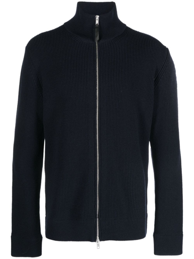 Shop Maison Margiela Ribbed-knit High-neck Sweatshirt In Blue
