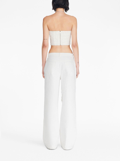 Shop Dion Lee Snakeskin-motif Strapless Top In White