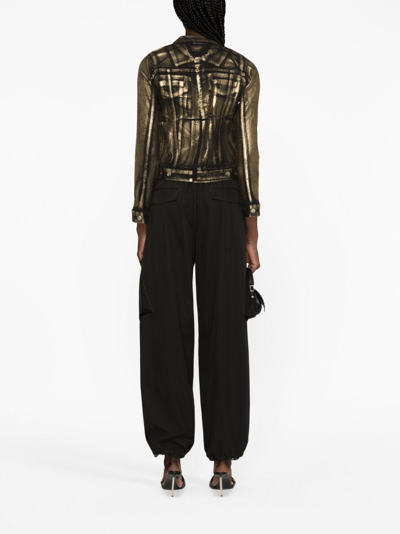 Madison.maison Panelled Foiled-finish Denim Jacket In Black