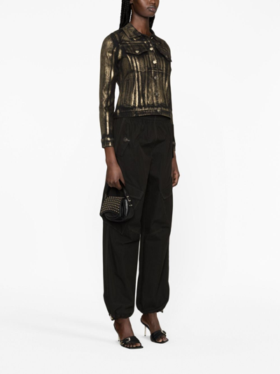 Madison.maison Panelled Foiled-finish Denim Jacket In Black