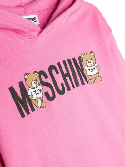 Shop Moschino Teddy Bear Logo-print Hoodie In Pink