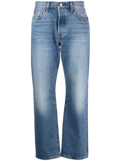 Shop Levi's High-waisted Straight-leg Jeans In Blue