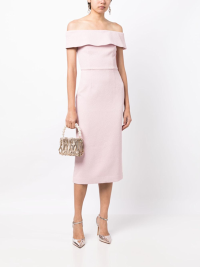 Shop Rebecca Vallance Bon Ami Off-shoulder Midi Dress In Pink