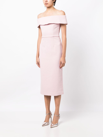 Shop Rebecca Vallance Bon Ami Off-shoulder Midi Dress In Pink
