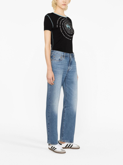 Shop Levi's High-waisted Straight-leg Jeans In Blue