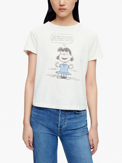 Shop Re/done Lucy Cute Cropped T-shirt In White