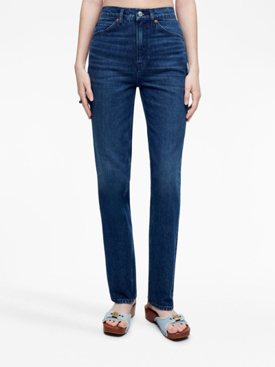 Shop Re/done 70's High-waist Straight-leg Jeans In Blue