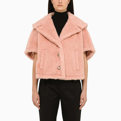 Shop Max Mara Teddy Pink Cape In Beige