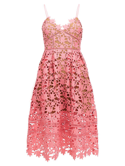 Shop Self-portrait 'azaelea Lace Midi' Dress In Pink