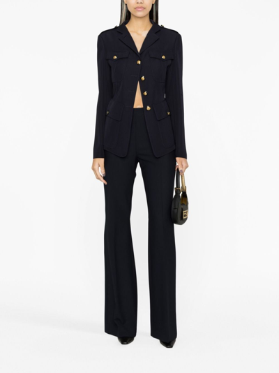 Shop Alexander Mcqueen Asymmetric Military Jacket In Blue